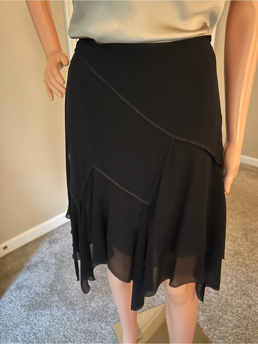 Valentino Black Asymmetrical Layered Skirt